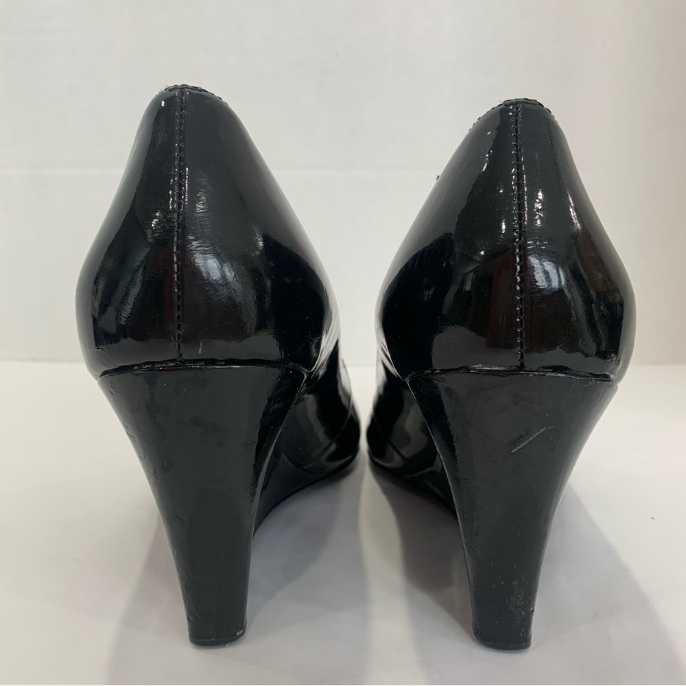 BP (Nordstrom brand) black patent open toe shiny wedge heel size 11 - Picture 7 of 12